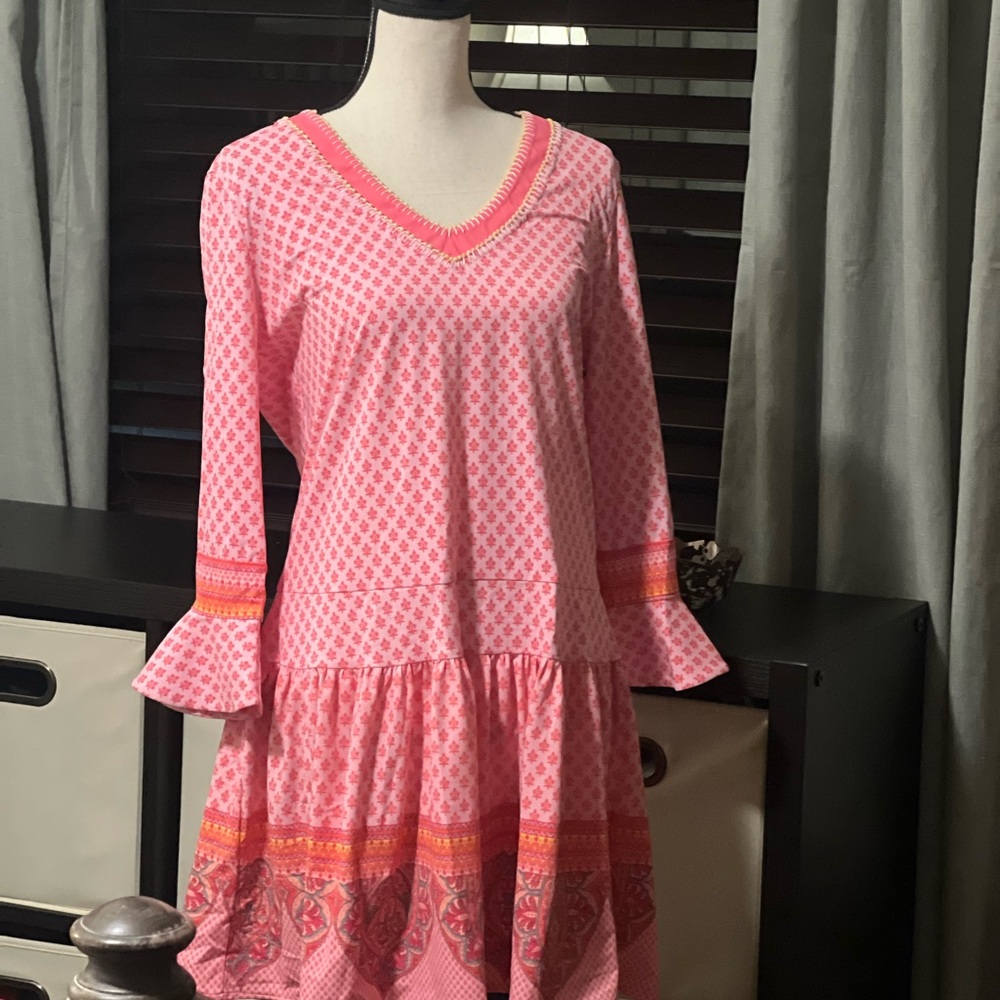 Cabana Life Pink Bell Sleeve V-Neck Sundress